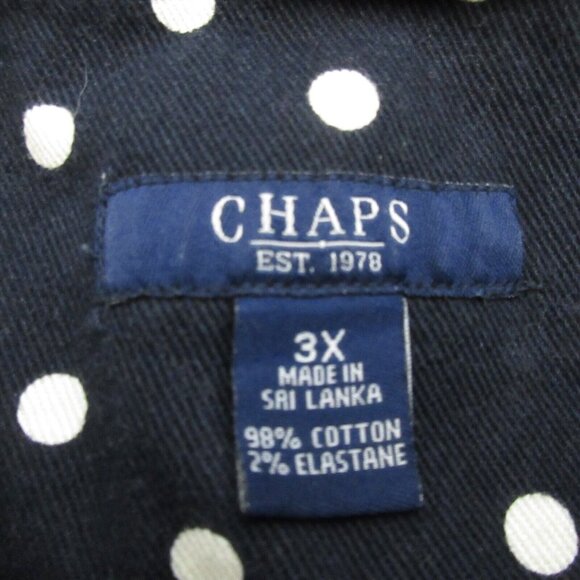 Chaps Blazer Jacket Womens Plus 3X Navy & White Polka Dot Button Front Pockets - Picture 3 of 6
